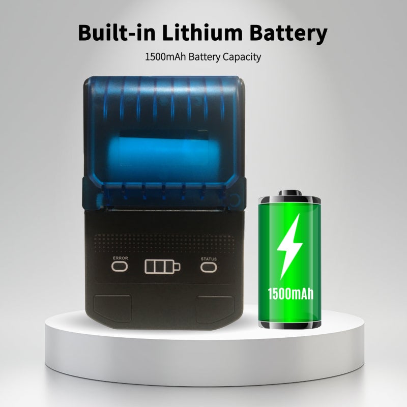 Portable Thermal Receipt Printer 58mm BT USB Connection - 1500mAh Rechargeable Battery Type-C for iOS Android Windows Restaurant Taxi Bill Printing - Image 5