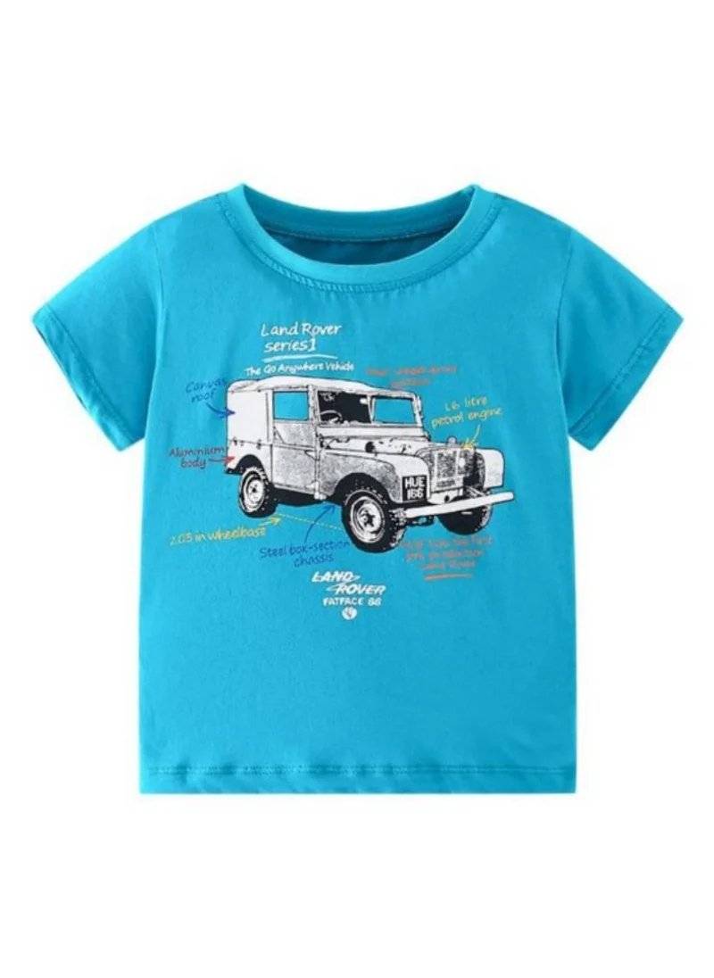 YUNIQEE Blue Graphic Printed Round Neck T-shirt