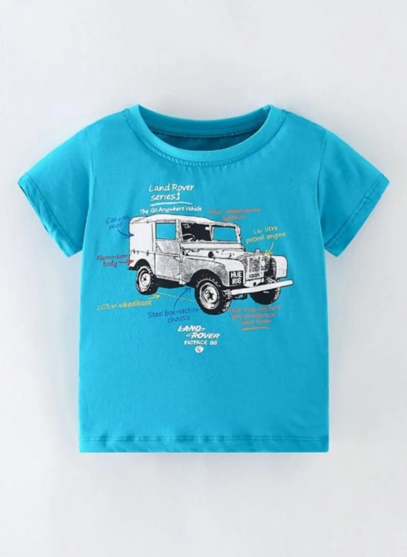 YUNIQEE Blue Graphic Printed Round Neck T-shirt