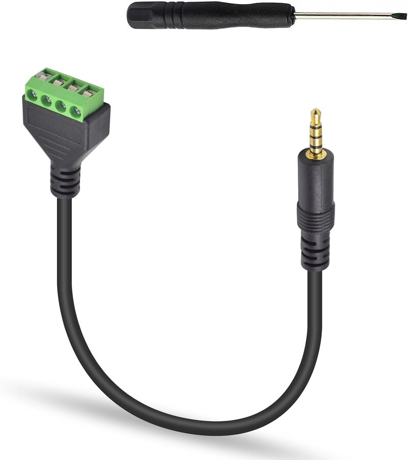 Poyiccot 3.5mm Speaker Wire Adapter, 3.5mm (1/8") 4 Pole Stereo TRRS Male Jack to AV 4 Screw Terminal Block Balun Connectors Cable 30cm (1/8inch/ 4pin) - Image 2
