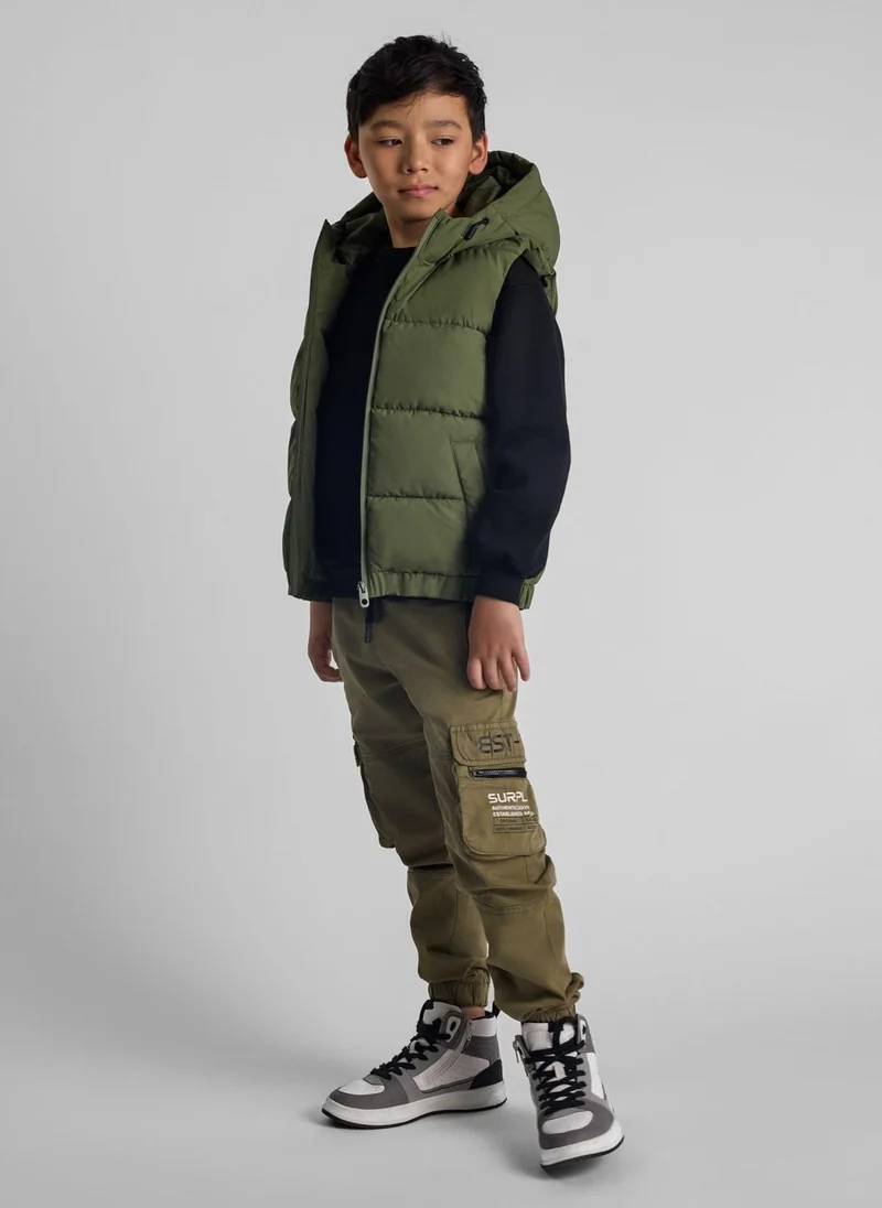 MINOTI Teen Boys Cargo Trousers with Zipped Pockets and a Print