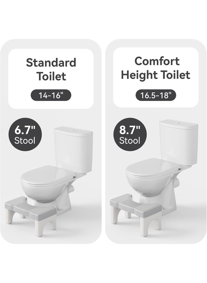 9 inch Toilet Step Stool Squat Adult, Upgraded Toilet Feet Stool, Bathroom Poop Stools for Adults, Pooping Stool Strong Loading Bear Capacity, Gray, 1 Pack（Gray) - Image 2