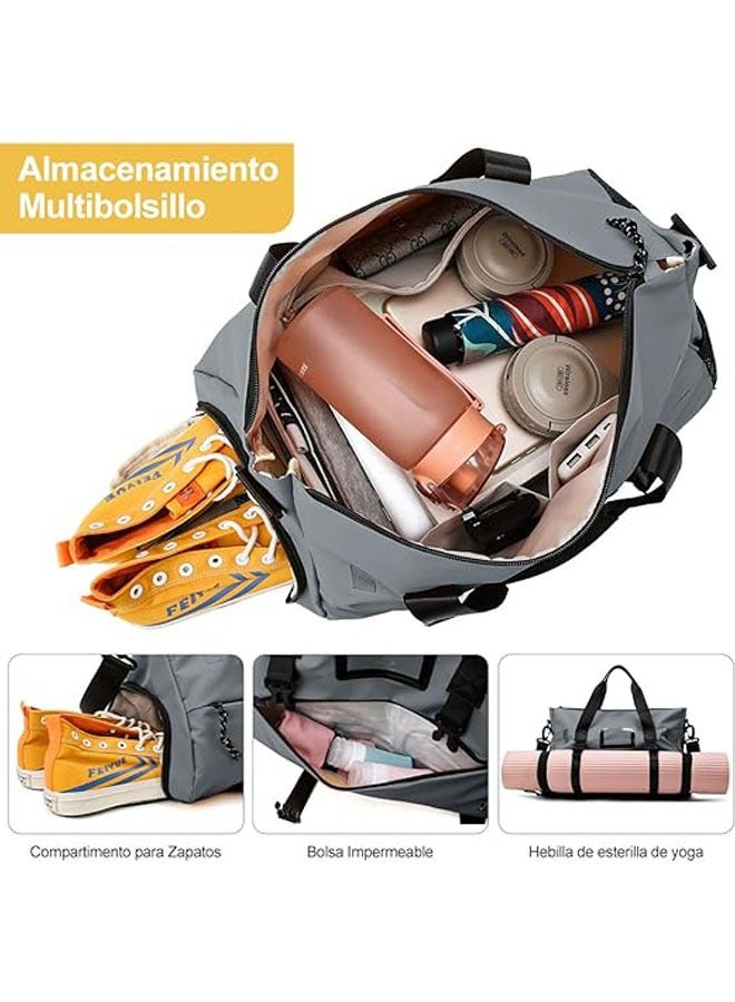 Generic Sports suitcase, fitness suitcase with shoe compartment, weekend men's and women's fitness sports bags, waterproof fitness backpack large capacity and lightweight (gray) - Image 2