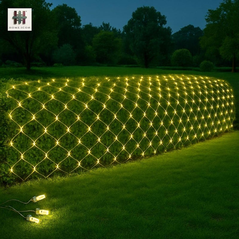 Home Icon أضواء شبكية خارجية من HOME ICON – 3م × 2م، 204 لمبة LED مقاومة للماء زينة إضاءة - Image 4
