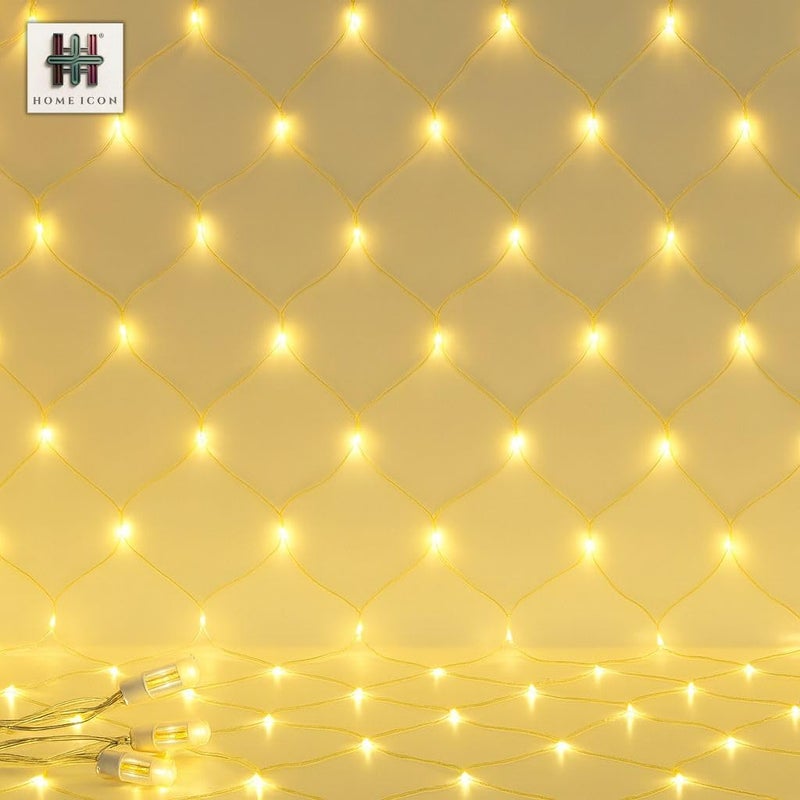Home Icon أضواء شبكية خارجية من HOME ICON – 3م × 2م، 204 لمبة LED مقاومة للماء زينة إضاءة - Image 1