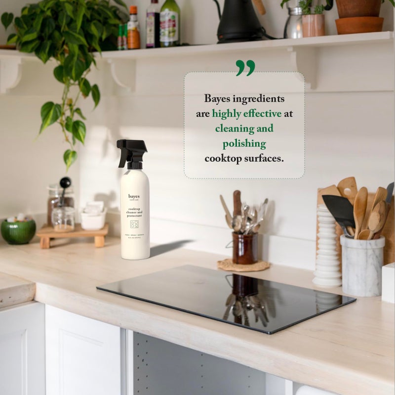 Bayes Cooktop Cleaner and Protectant for Daily Use - Cleans, Shines and Protects Ceramic Glass and Enamel Cooktops - For Fingerprints, Grease, Residue, and Smudges - 16 oz, 2 Pack - Image 2