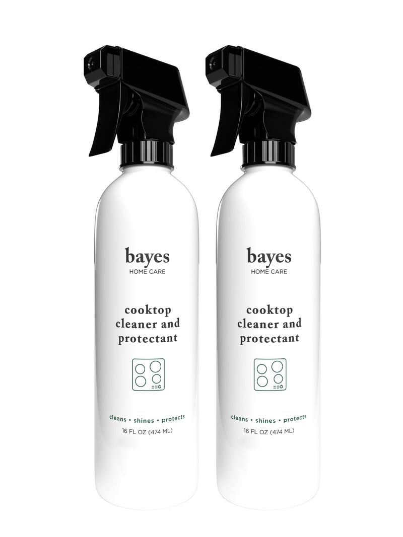 Bayes Cooktop Cleaner and Protectant for Daily Use - Cleans, Shines and Protects Ceramic Glass and Enamel Cooktops - For Fingerprints, Grease, Residue, and Smudges - 16 oz, 2 Pack - Image 1