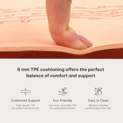 CULT TPE Yoga Mat 6mm with Carry Bag & Strap – Eco-Friendly, Non-Slip, Lightweight & Durable Exercise Mat for Yoga, Pilates, Meditation & Home Workouts – Beige Pink - Image 5