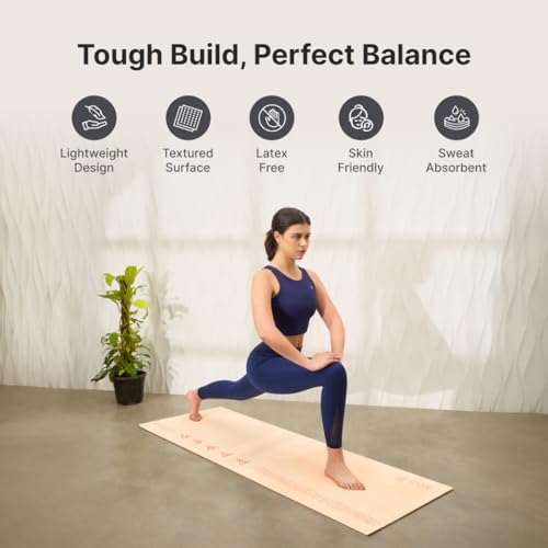 CULT TPE Yoga Mat 6mm with Carry Bag & Strap – Eco-Friendly, Non-Slip, Lightweight & Durable Exercise Mat for Yoga, Pilates, Meditation & Home Workouts – Beige Pink - Image 3