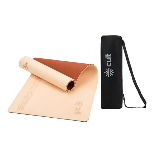 CULT TPE Yoga Mat 6mm with Carry Bag & Strap – Eco-Friendly, Non-Slip, Lightweight & Durable Exercise Mat for Yoga, Pilates, Meditation & Home Workouts – Beige Pink - Image 1