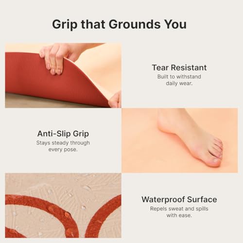CULT TPE Yoga Mat 6mm with Carry Bag & Strap – Eco-Friendly, Non-Slip, Lightweight & Durable Exercise Mat for Yoga, Pilates, Meditation & Home Workouts – Beige Pink - Image 4