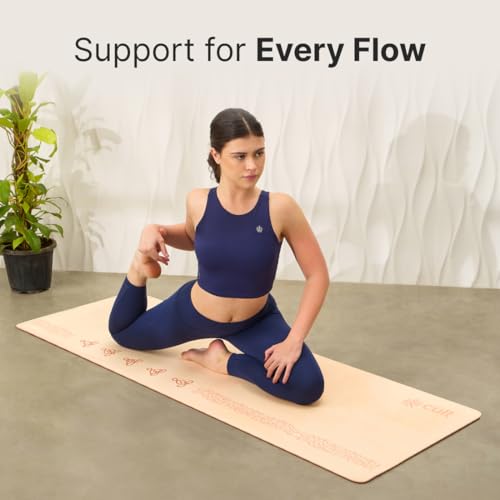 CULT TPE Yoga Mat 6mm with Carry Bag & Strap – Eco-Friendly, Non-Slip, Lightweight & Durable Exercise Mat for Yoga, Pilates, Meditation & Home Workouts – Beige Pink - Image 2