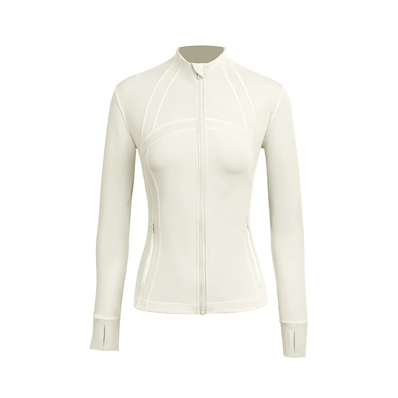Generic Womens Brushed Warm Zip-Up Hoodie for Yoga  Fitness WT03 creamy-white sanding 2.0 