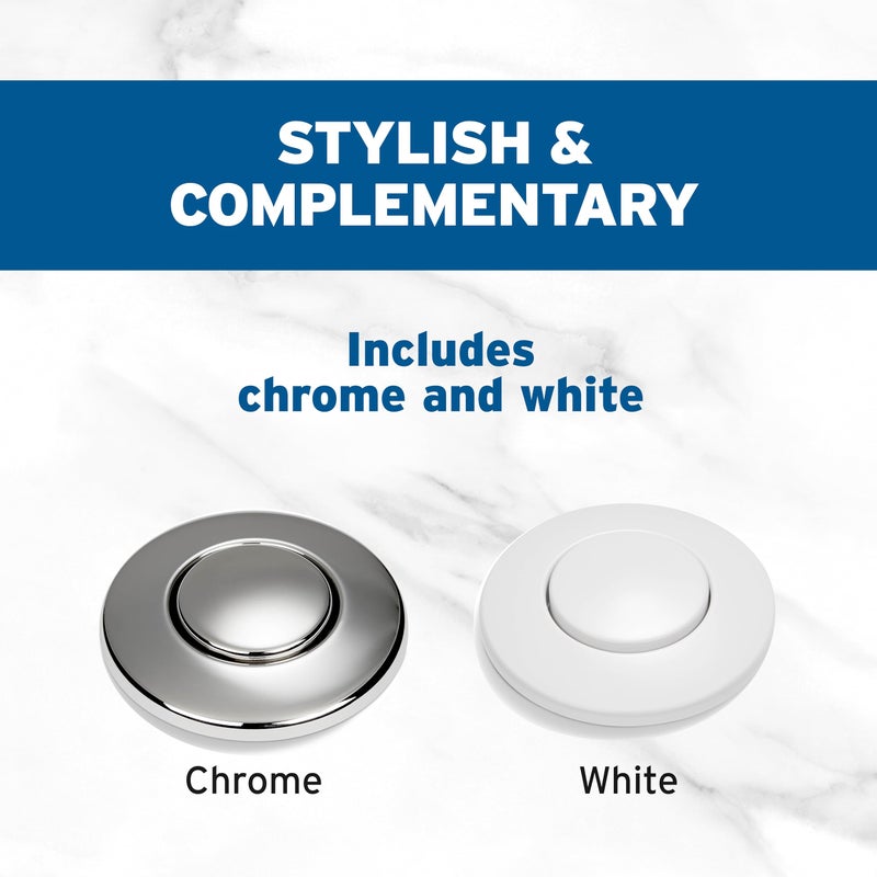 INSINKERATOR Garbage Disposal Air Switch Kit, Dual Outlet Sink Top Switch Button for All INSINKERATOR Food Waste Disposer Models, Chrome/White STS-OO - Image 4