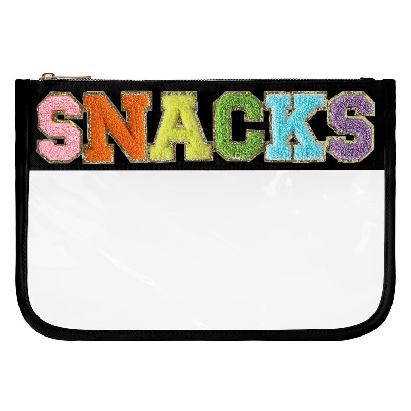 DYSHAYEN Chenille Letter Clear Zipper Pouch for Travel,Nylon Clear Cosmetic Bag,Makeup Travel Bag for Women (Pink-Travel) - Image 1