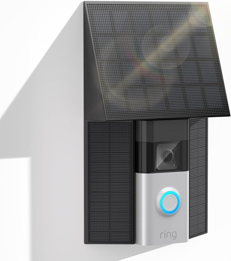 Aaeytby 4W Solar Charger Compatible with Ring Battery Doorbell (USB-C Port) Waterproof Continuously Ring Doorbell Solar Panel - Black - Image 1