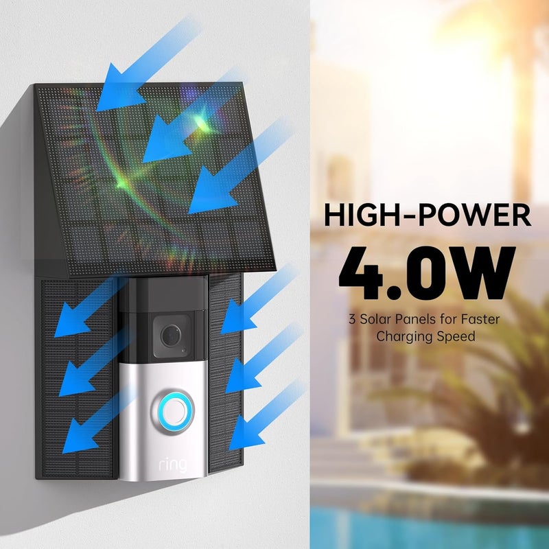 Aaeytby 4W Solar Charger Compatible with Ring Battery Doorbell (USB-C Port) Waterproof Continuously Ring Doorbell Solar Panel - Black - Image 4