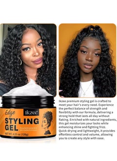 IKZEE 120g Edge Styling Gel Hair Edge Control gel with Honey Extract Anti Frizz Anti Flyaway Non Greasy Edge Style Gel Cream Strong Hold Lasting Shine and Moisturize Hair Wax Natural Hair Gel  - Image 3