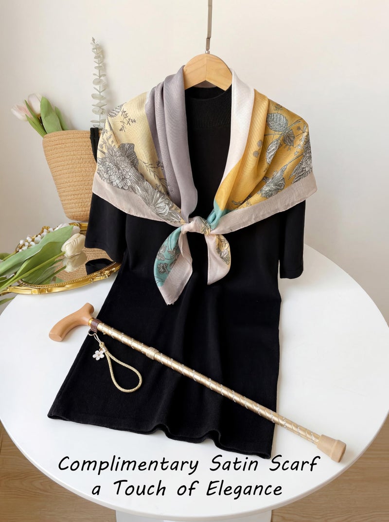 Asterom Folding Cane for Women - Stylish, Adjustable, Engraved, Aluminum - Cool Canes for Women - Fashionable Walking Canes (Golden) - Image 3