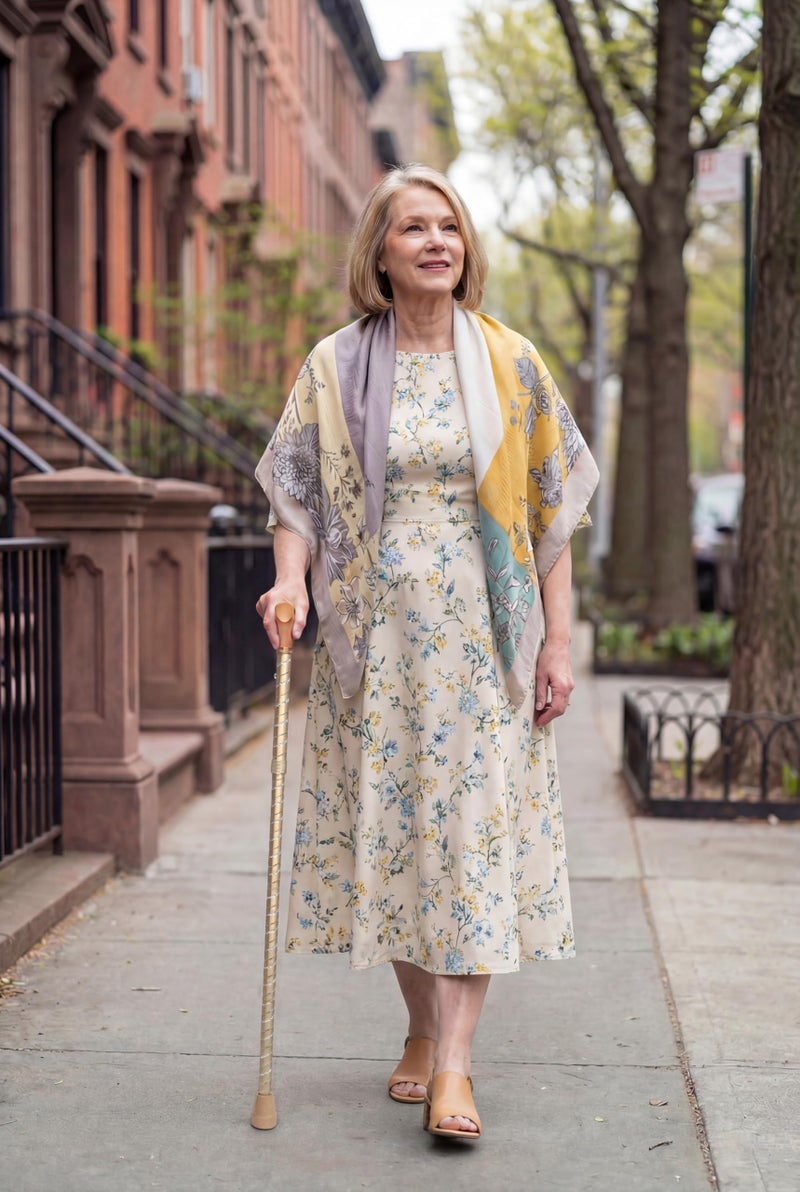 Asterom Folding Cane for Women - Stylish, Adjustable, Engraved, Aluminum - Cool Canes for Women - Fashionable Walking Canes (Golden) - Image 4