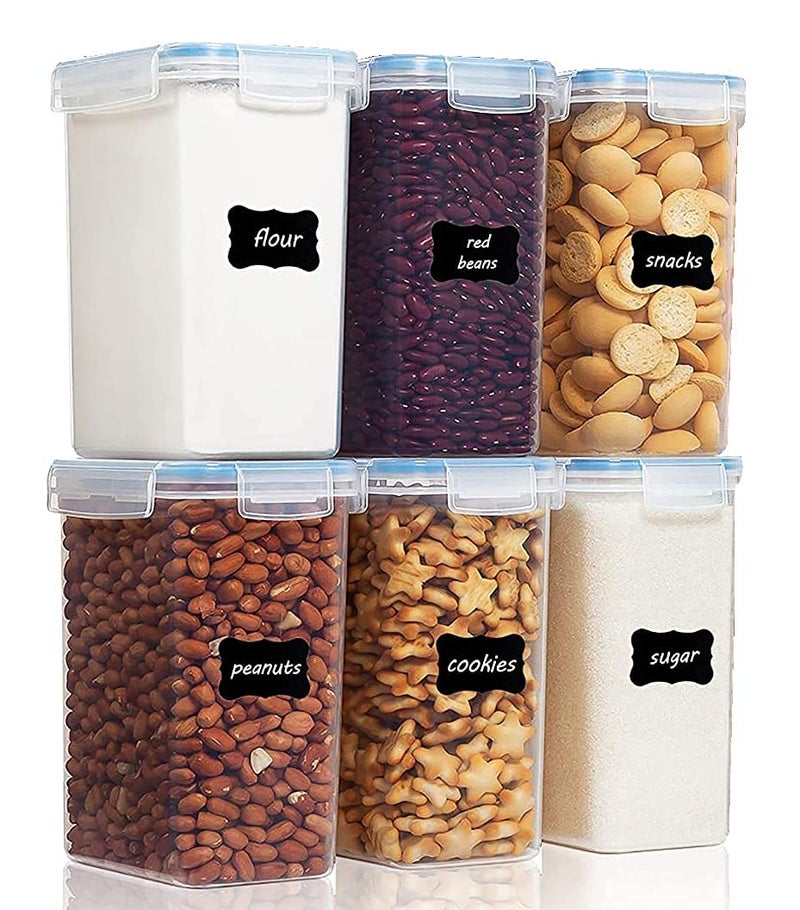 SQINELLI Airtight Container for Kitchen Storage Set Lock Fresh Sqaure Plastic Fridge Container and Jars 500mlx6 1000mlx6 1500x6 2100x6 Food grade and BPA free with Lock Seal Lid Clear 24 - Image 4
