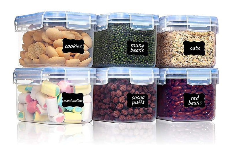 SQINELLI Airtight Container for Kitchen Storage Set Lock Fresh Sqaure Plastic Fridge Container and Jars 500mlx6 1000mlx6 1500x6 2100x6 Food grade and BPA free with Lock Seal Lid Clear 24 - Image 2