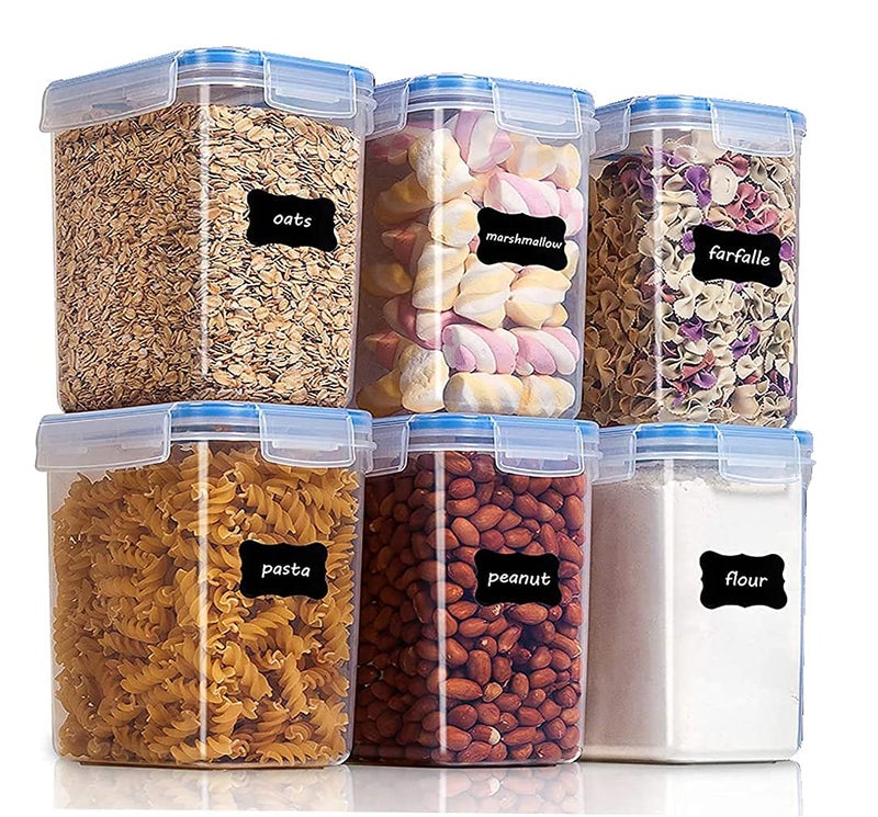 SQINELLI Airtight Container for Kitchen Storage Set Lock Fresh Sqaure Plastic Fridge Container and Jars 500mlx6 1000mlx6 1500x6 2100x6 Food grade and BPA free with Lock Seal Lid Clear 24 - Image 3
