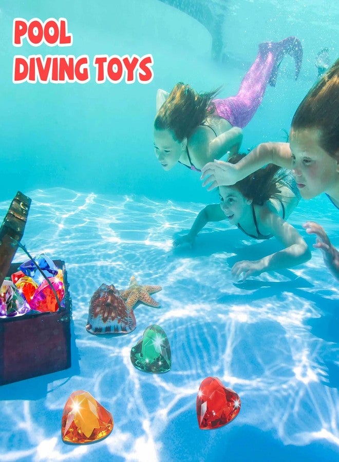 Niceup 30pcs 3D Heart Diamond Gemstones for Easter Egg Fillers Diving Pool Toys 1.57in Small Crystal Acrylic Gems Heart Shape Gemstones for Mermaid Treasure Hunt Party Favors - Image 5