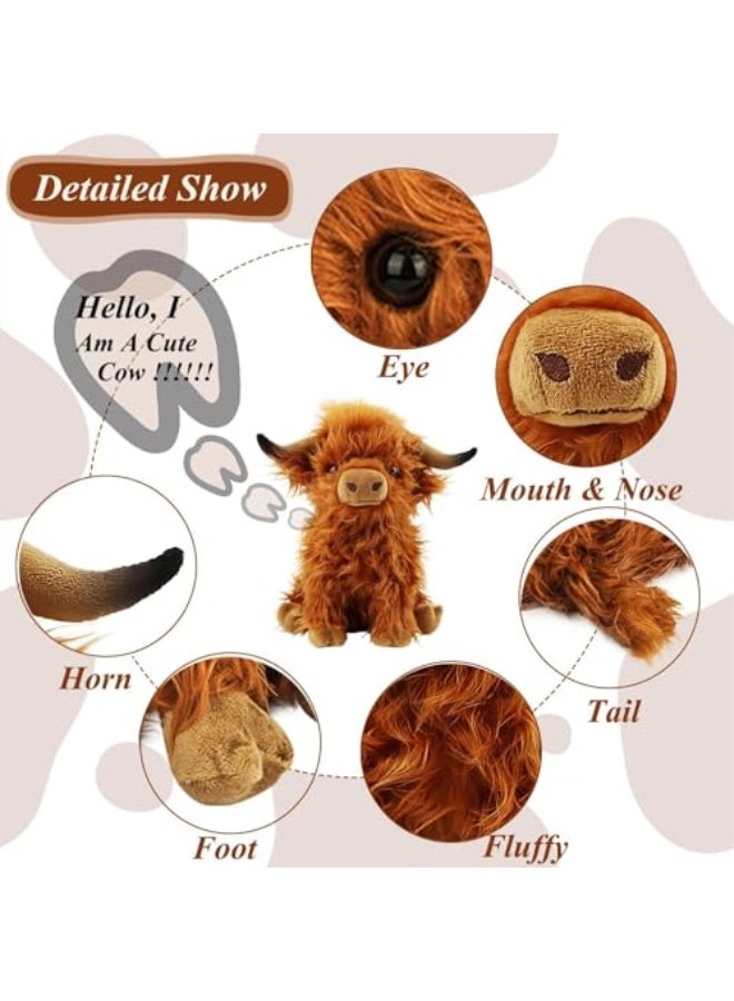 X spring Cow Stuffed Animal, 25cm Super Soft Fluffy Cattle Doll with Premium Filling, Realistic Highland Cow Plush Toy, Simulation Animal Toy, Perfect Gift for Kids and Collectors  - Image 3