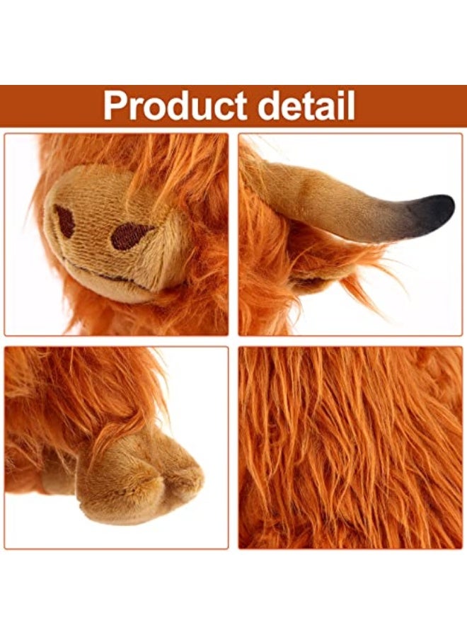 X spring Cow Stuffed Animal, 25cm Super Soft Fluffy Cattle Doll with Premium Filling, Realistic Highland Cow Plush Toy, Simulation Animal Toy, Perfect Gift for Kids and Collectors  - Image 5