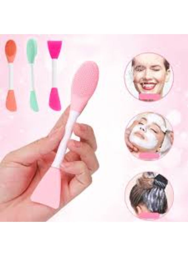 1-Piece Dual-Ended Silicone Face Mask Brush for Cleaning, Massaging, and Applying Various Face Masks, Facial Cleansing, Cream, and Makeup Application Multicolour - Image 4