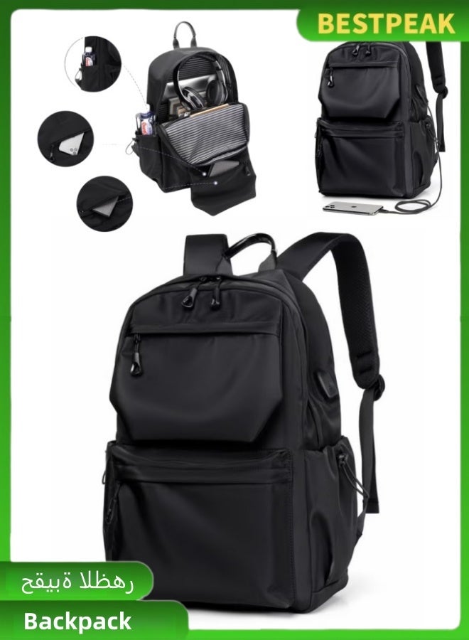BESTPEAK Student and Traveler Travel Backpack: Business Laptop Backpack, can accommodate up to 15.6-inch laptops, men's and women's backpacks, with USB charging port, waterproof, large capacity - Image 1