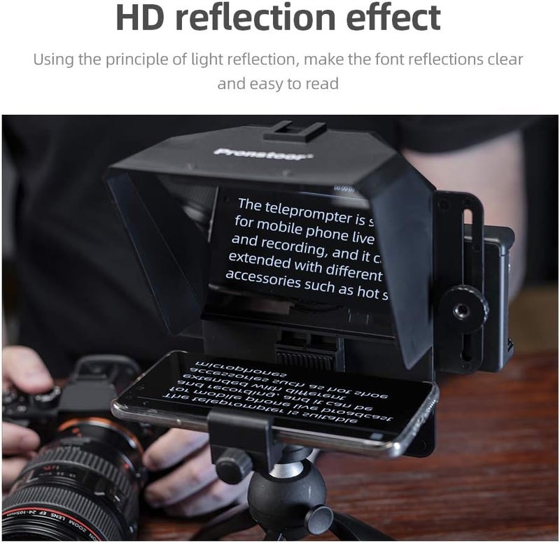 أمبيتيفول 1٫ مجموعة أمبيتفول للتليبرومبتر (Ambitful Teleprompter Kit) – محمولة، مزودة بجهاز كتابة نصوص، ومناسبة للهواتف المحمولة وكاميرات DSLR للتسجيل، مع جهاز تحكم عن بعد؛ تشمل تليبرومبتر صغير وقاعدة دعم صغيرة. - Image 4