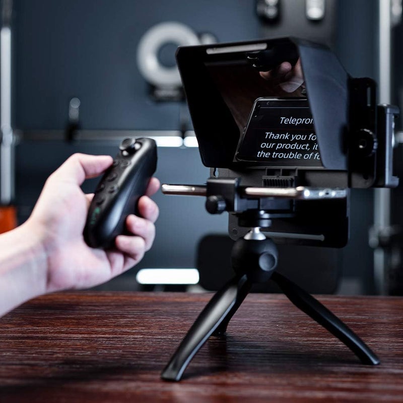 أمبيتيفول 1٫ مجموعة أمبيتفول للتليبرومبتر (Ambitful Teleprompter Kit) – محمولة، مزودة بجهاز كتابة نصوص، ومناسبة للهواتف المحمولة وكاميرات DSLR للتسجيل، مع جهاز تحكم عن بعد؛ تشمل تليبرومبتر صغير وقاعدة دعم صغيرة. - Image 2