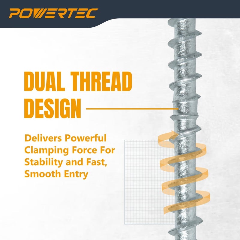 POWERTEC براغي السطح رقم 10 × 2-3/8 بوصة، محرك نجمة T15، مطلية للاستخدام الخارجي على الخشب والمواد المركبة، عبوة 250 (72185) - Image 3