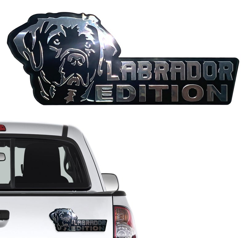 Queenik Dog Edition 3D Car Badge, Laser Cutting Metal Emblem, Cute Dogs Decals (Labrador) - Image 1