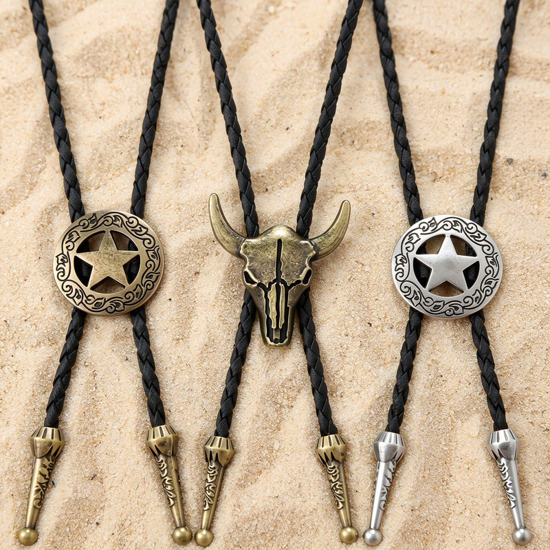 Unisex Bolo Tie Bull Head Western Cowboy Accessory For Couple Pair Use - Image 5