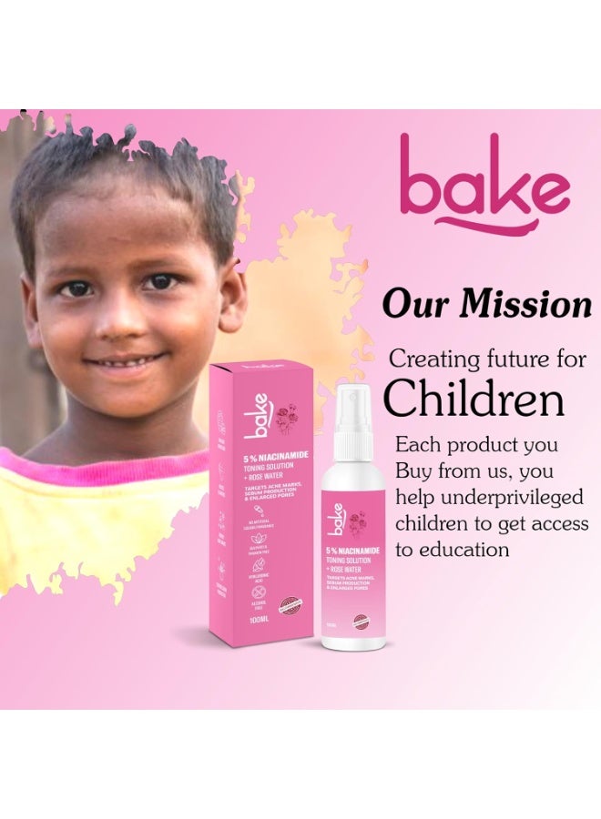 BAKE 5% Niacinamide Toner For Acne Prone & Oily Skin | Targets Acne Marks, Oil Production & Enlarged Pores for Glowing Skin | Alcohol Free Toner for Women & Men | 100ml (Fresh) - Image 3