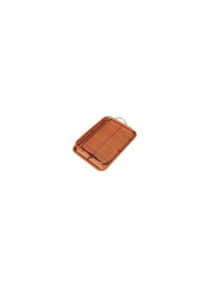 2x1 Large Rectangular Roasting and Oil Draining Tray - Multi-purpose for oven, roasting and serving - Keeps food crispy and fat-free J - Image 1