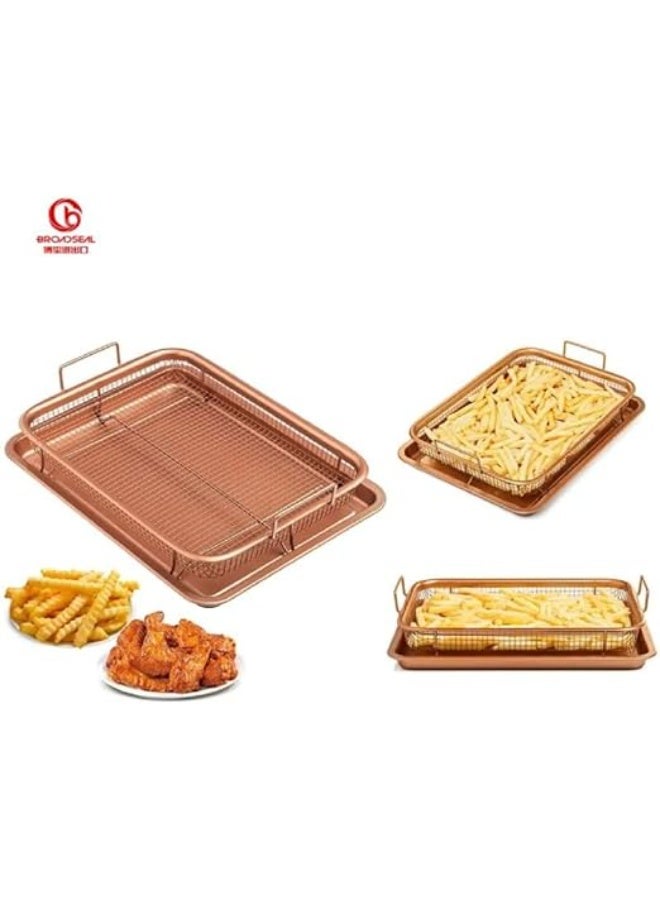 2x1 Large Rectangular Roasting and Oil Draining Tray - Multi-purpose for oven, roasting and serving - Keeps food crispy and fat-free J - Image 3