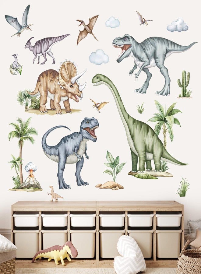 decalmile Large Dinosaurs Wall Decals Animal Dino Tropical Palm Tree Wall Stickers Boys Bedroom Playroom Baby Nursery Wall Decor(XXL) - Image 2