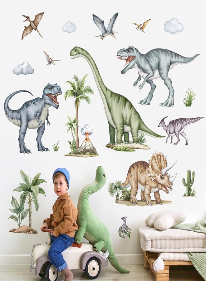 decalmile Large Dinosaurs Wall Decals Animal Dino Tropical Palm Tree Wall Stickers Boys Bedroom Playroom Baby Nursery Wall Decor(XXL) - Image 3