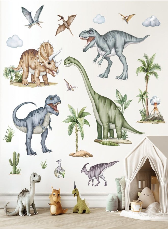 decalmile Large Dinosaurs Wall Decals Animal Dino Tropical Palm Tree Wall Stickers Boys Bedroom Playroom Baby Nursery Wall Decor(XXL) - Image 1