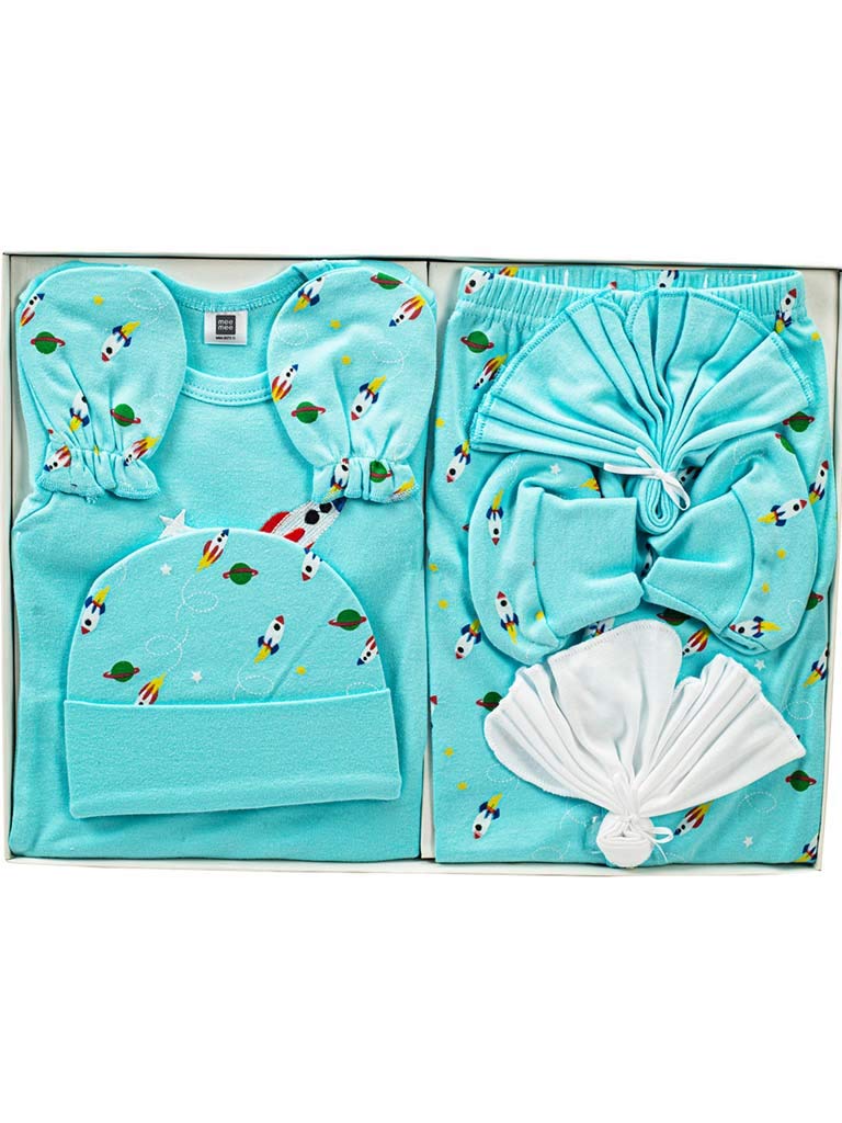 Mee Mee New Born Baby Gift Set | Soft Cotton Clothing Essentials for Infants/Baby Girls, Boys | Baby Shower Clothing Hamper (7 Pieces, Blue)| Ideal Gift for New Born Baby - Image 3