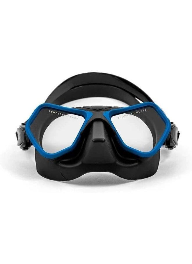 DYNAMICNORD DYNAMIC NORD AM-30 APNEA MASK - BLACK/BLUE | Ultra-low volume Mask, Silicone Skirt and Strap, Quick-Release Buckles, Lens: Tempered glass | Apnea two glass mask with Fluted nose pocket for best grip  - Image 2