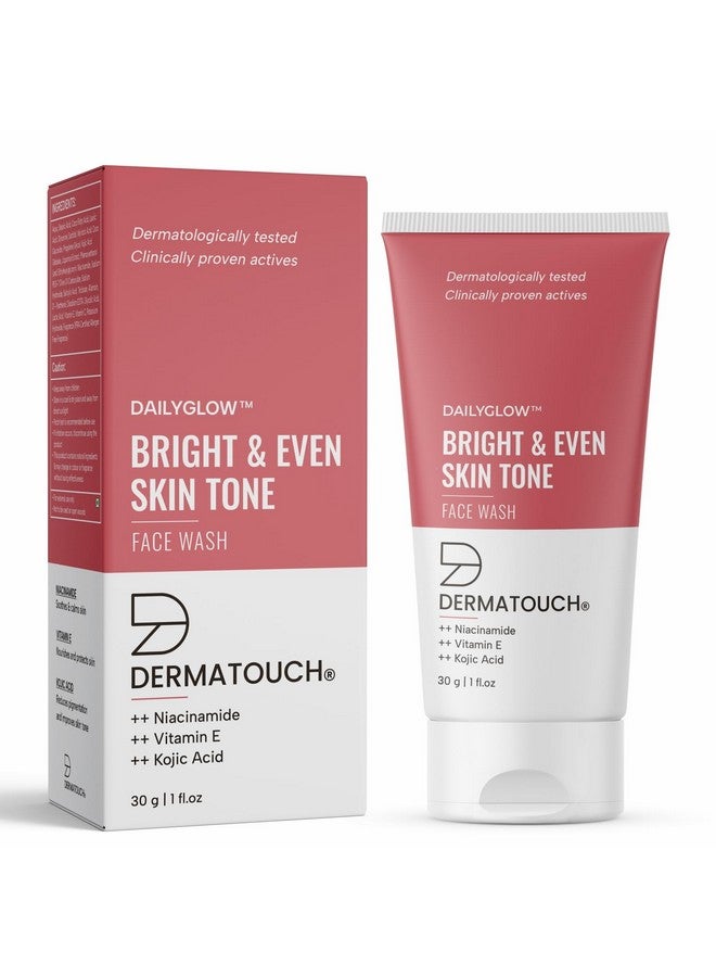DERMATOUCH Bright & Even Tone Face Wash With Niacinamide, Vitamin E And Kojic Acid | Daily Gentle Face Cleanser For Tan, Pigmentation, Uneven Tone - 30G - Image 1