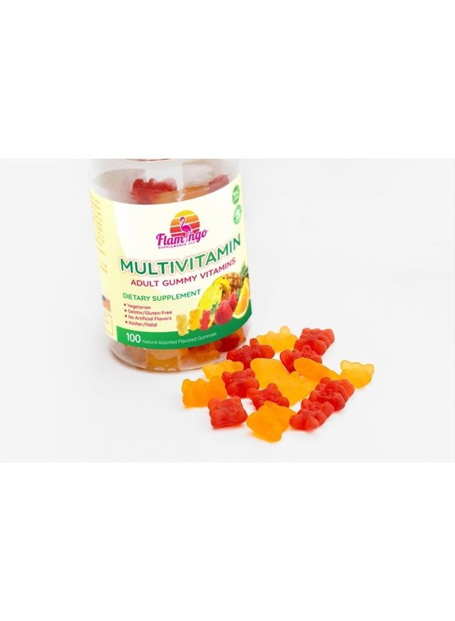 Flamingo Supplements Multivitamin Gummies | Vegan Friendly, Kosher Halal NO Gluten or Gelatin, no GMO| for Men, Women & Kids| 3 Natural Flavors | Vitamins C, B3, B12, Biotin, Zinc & More| 100 Gummies - Image 5