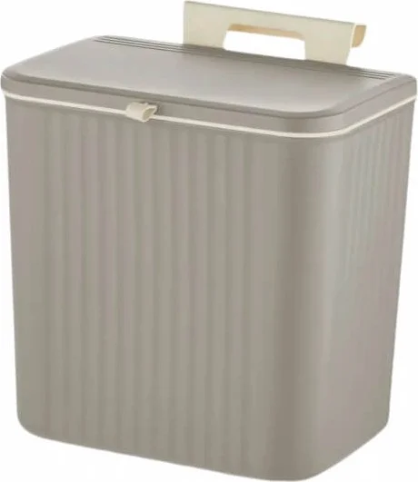 Piev Kitchen Countertop Cupboard Hanging Lid 15 Lt Trash Can Cappuccino