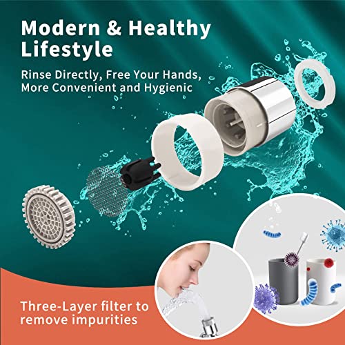 CECEFIN 1080° Swivel Faucet-Extender Sink-Aerator - 2 Mode Splash Water Filter Extension, Kitchen Bathroom 360° Rotatable Spray Attachment, Multifunctional Universal Robotic Arm -Wash Hand/Hair/Face - Image 4