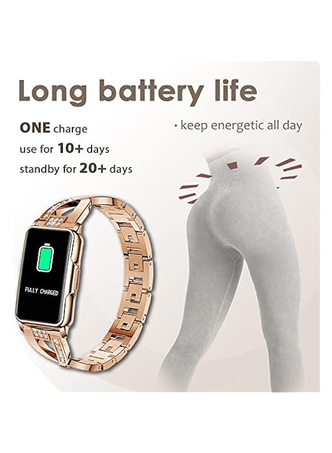 Fitness Tracker Smart Bracelet for Women Stylish Beautiful Ladies Smart Watch with Pedometer Message Notification Stainless Steel Strap - Image 3